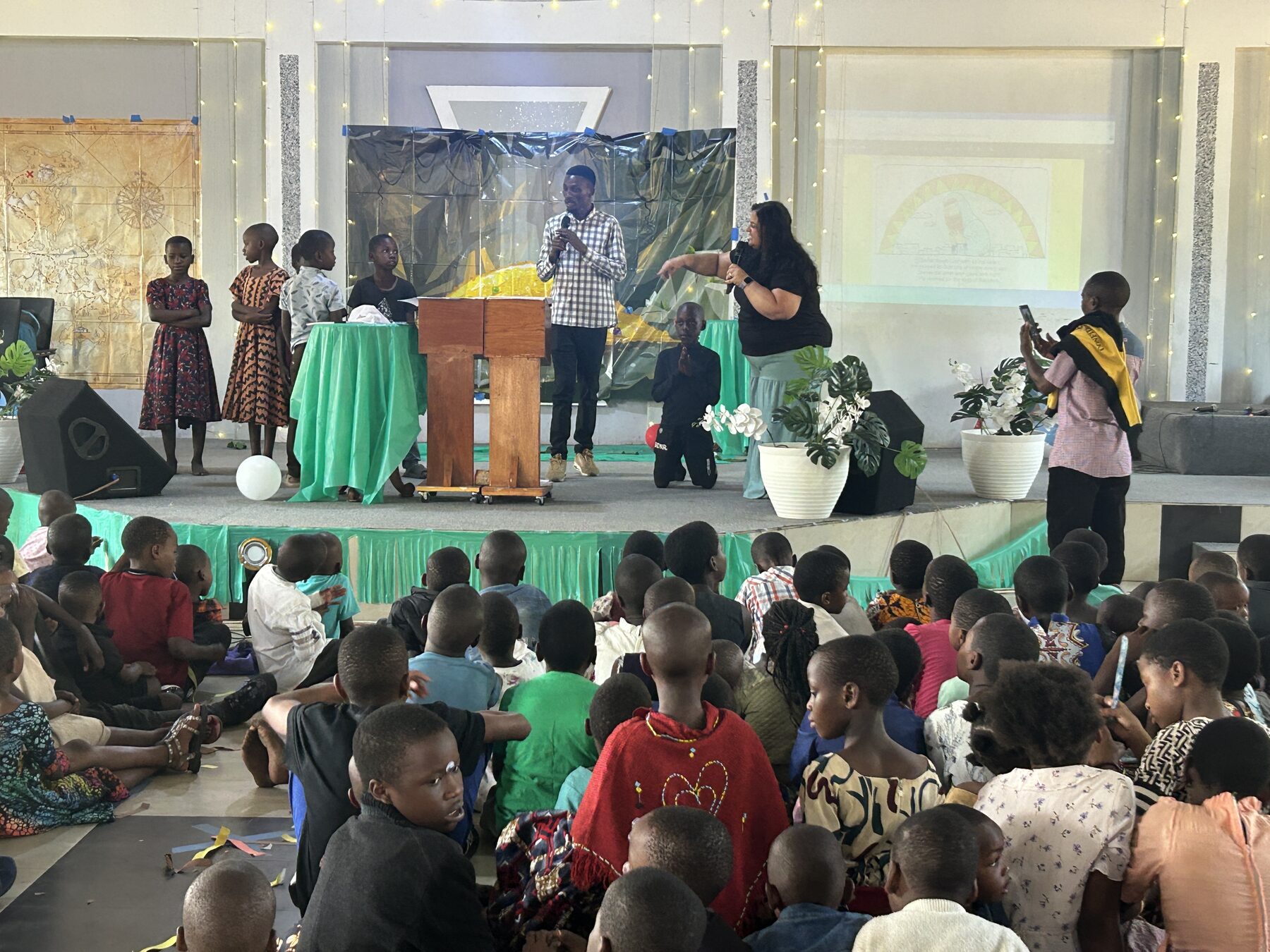 Children gathered for ministry during the Tanzania mission