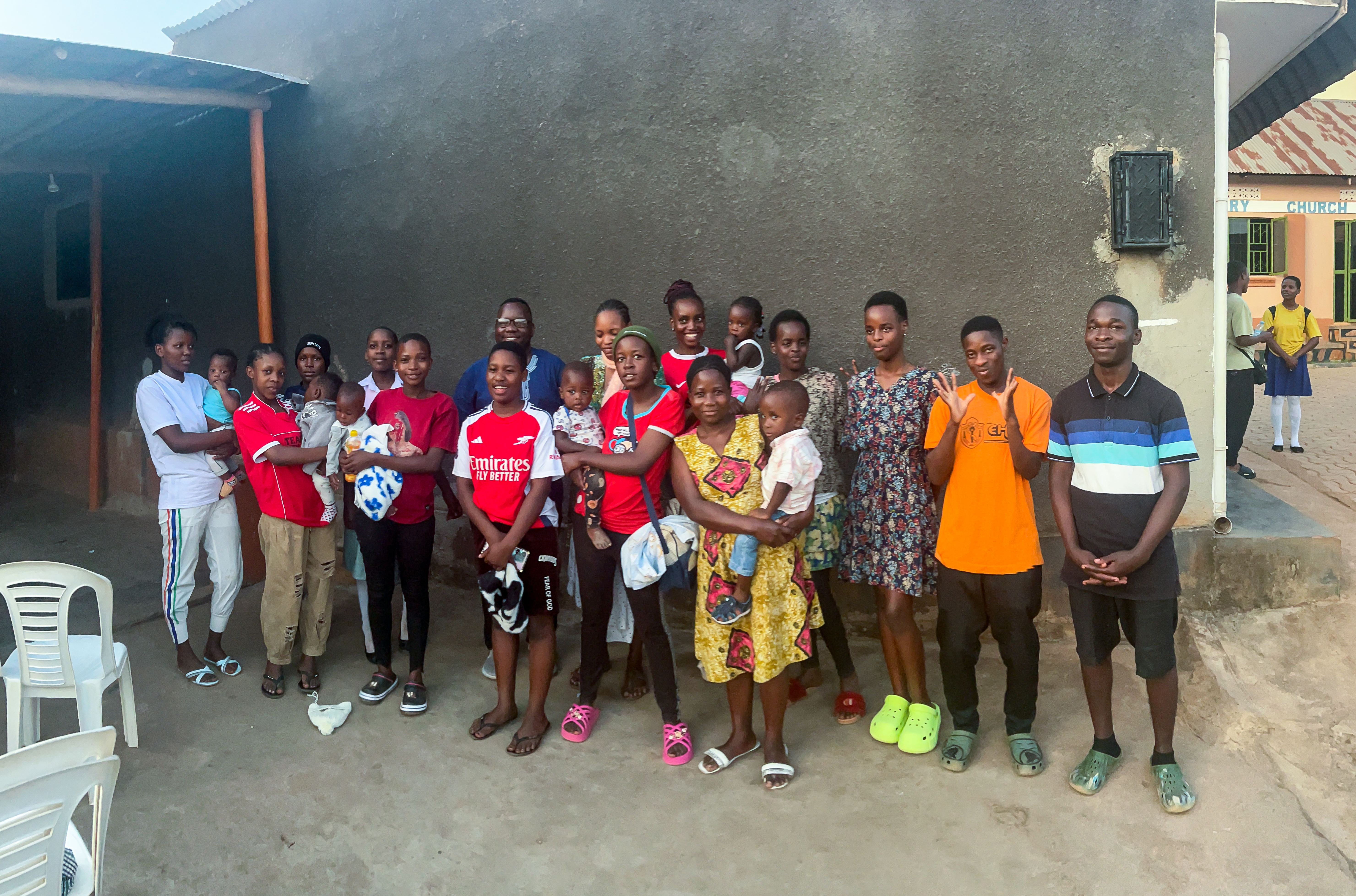 Ugandan children gathered with joy
